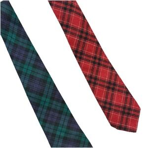 LL Bean Gap Tartan Plaid Ties Lot of 2 Preppy Wool Flannel Tie USA Classic‎ VTG
